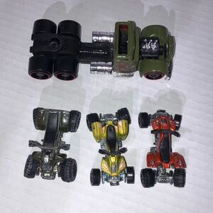 Hot Wheel Rugged Off-Road Toy Vehicle Set (3) 4-Wheelers &  (1) Semi Truck
